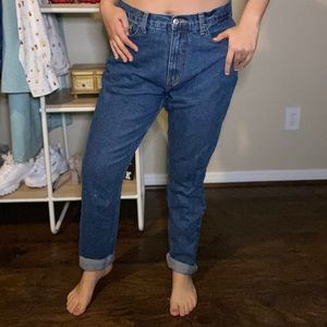 Dark wash denim mom jeans